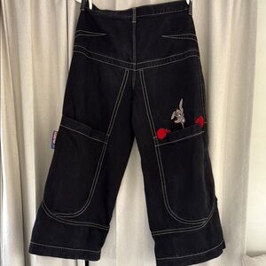 JNCO Relaxed Black and Red Jeans with Streetwear Style